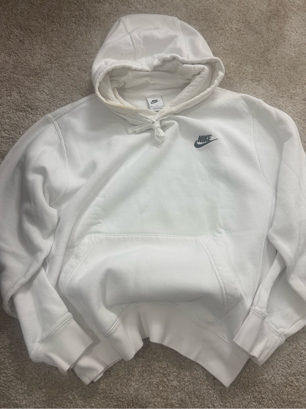 Nike White Hoodie with Black Swoosh